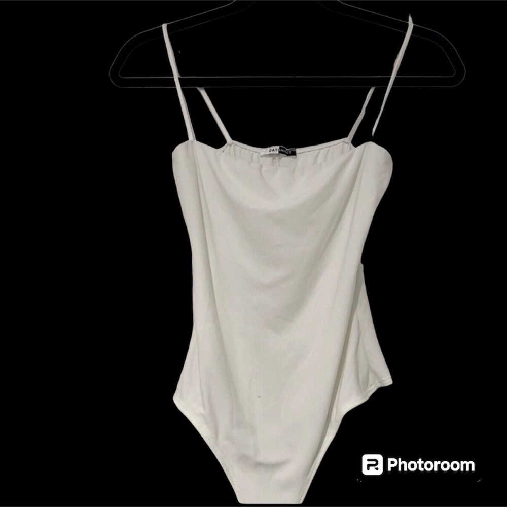 White Bodysuit Day Night Spaghetti Straps Small